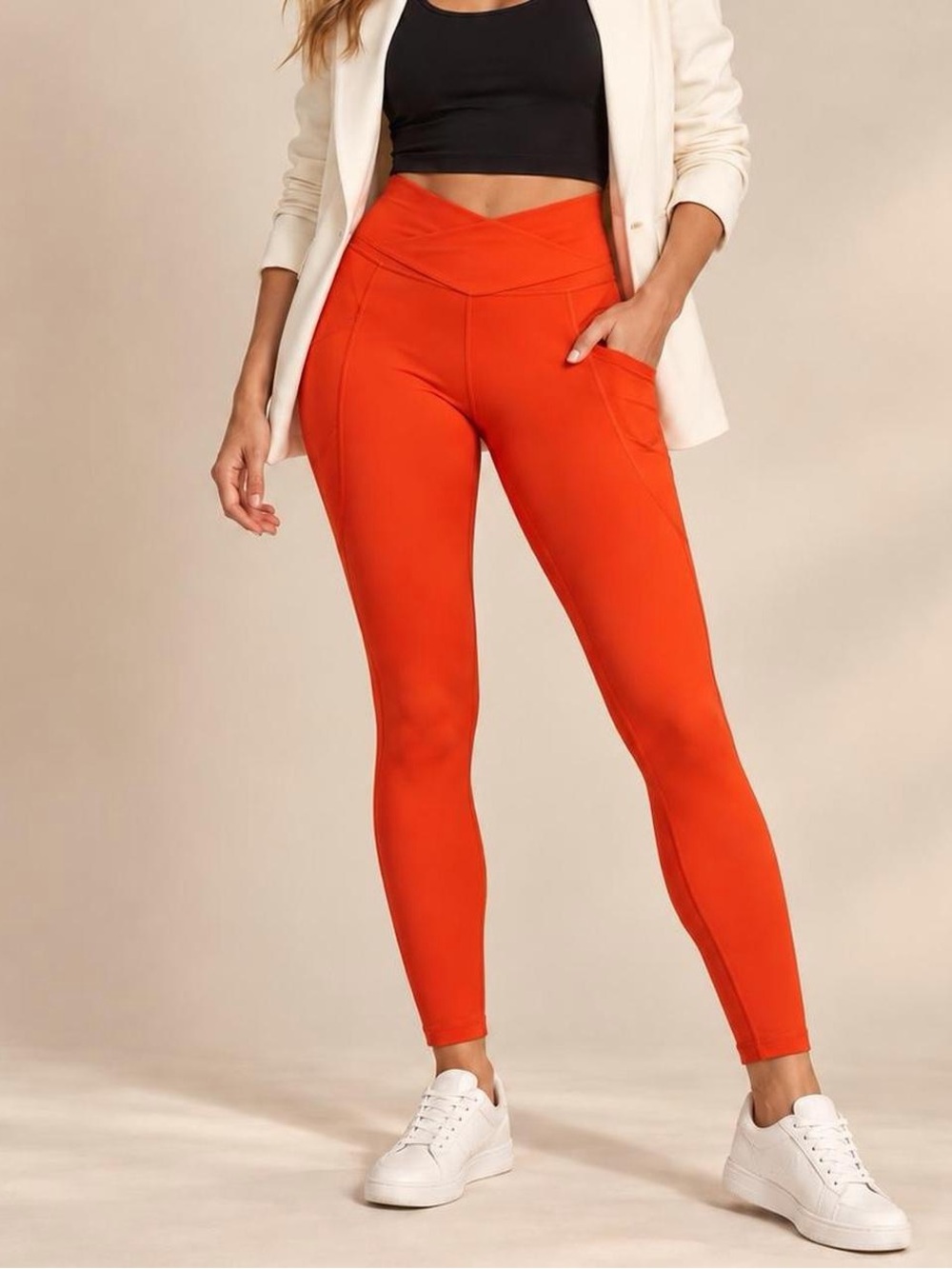 Fabletics PureLuxe High-Rise Orange Leggings XXS